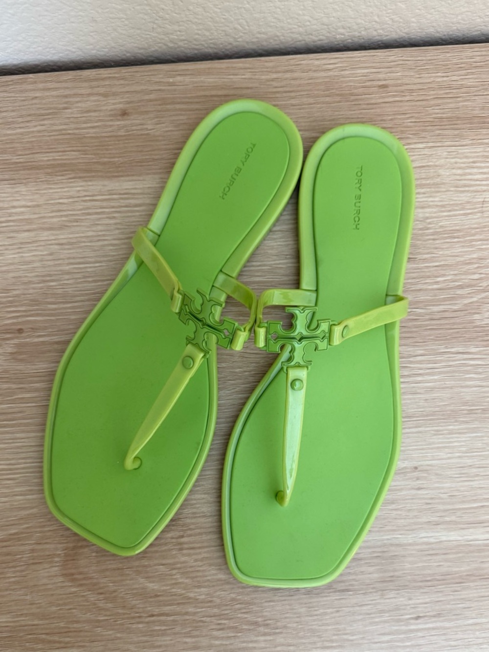 Tory Burch Neon Lime Miller Logo Thong Sandals